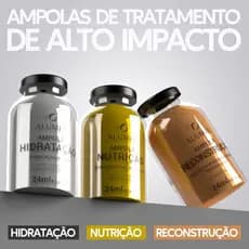 KIT 3 AMPOLAS ALUMIA -CRONOGRAMA CAPILAR  #HIDRATAÇÃO #NUTRIÇÃO #RECONSTRU -TRATAMENTO CAPILAR COMPLETO  E INTENSO 3x24m