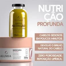 Kit Nutrição Alumia Máscara 300g + Ampola 24ml | Cronograma Capilar | Brilho, Maciez e Anti Frizz | Nutrição capilar
