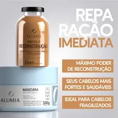 Kit Reconstrução Alumia Máscara 300g + Ampola 24ml | Repara Danos, Fortalece e Dá Brilho | para Cabelos Danificados