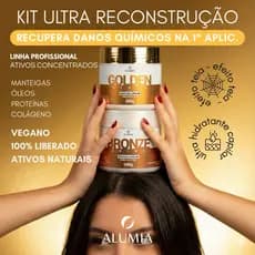 Kit Alumia Bronze Shine + Golden Gloss | Reconstrução, Nutrição e Brilho Intenso | Efeito de Salão