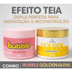 Combo Alumia Máscaras Bubble Beauty + Golden Gloss 500g — Reconstrução e Hidratação com Efeito Teia
