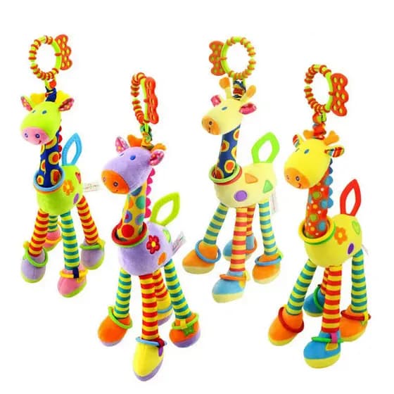 Brinquedo de Pelúcia Macio em Forma de Girafa para Desenvolvimento Infantil/Chocalho de Mão para Bebês, adequado para be