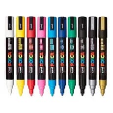 Conjunto de canetas marcadoras Posca Pc-5m, contendo 5 canetas à sua escolha.