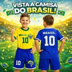 Conjuntos IInfantil do Brasil Menino Uniforme Camiseta e Bermuda Seleção Futebol