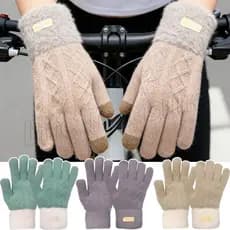 Luvas de Inverno em Lã Grossa - Adequadas para Esportes ao Ar Livre e Ciclismo - Luvas de Algodão Tricotadas Quentes - À