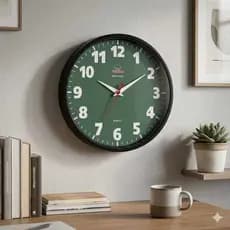 Relógio De Parede Grande Plashome Kappa Classico Preto Verde 28 Cm Sala Cozinha Escritório Consultório e Decoração