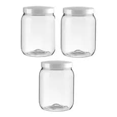 Kit 03 Pote Hermético De Plástico Cristal Com Tampa 1 Litro Mantimento Organizador