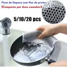 Kit 5/10/20 Pano Limpeza Aço Inox Dupla Camada | Cozinha, Anti-gordura, Reutilizável(Para cozinha, pia, fogão, panela)