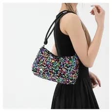 bolsa feminina pequena de ombro Bolsa de ombro para festas Enfeite com lantejoulas