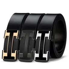 Cinto de Couro Genuíno Masculino com Fivela Automática, Moda Jovem, Estilo Coreano, Cinto Casual Masculino, Edição Jovem