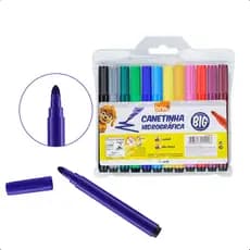 Canetinhas Hidrográficas Big Lavável Jumbo Estojo Com 12 Cores Para Traços e Colorir BRW