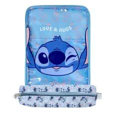 Kit Escolar Stitch Estojo com Elástico e Pasta Universitária Estampada DAC