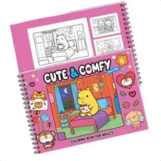 Livro de Colorir Cute & Comfy Rosa Super Extra Volume 6 com 40 Desenhos Caderno com Espiral