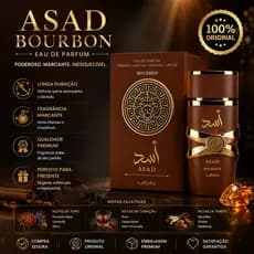 Lattafa Asad Bourbon 100ml EDP Perfume Masculino Original Intenso Amadeirado