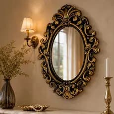 Espelho Provençal Moldura Oval P/ Escritório Casa Lavabo Lojas de Roupas Envio Imediato