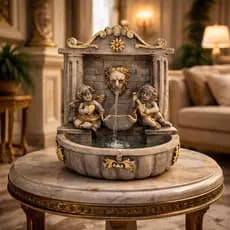 Fonte Decorativa Clássica Com Anjos E Detalhes Em Dourado