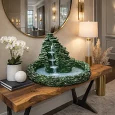 Fonte Decorativa Cascata Verde Em Resina Com Lago 20,5cm Verde-musgo 127/220v