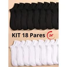 Kit 18 Pares de Meias Soquete Cano Curto Masculina Feminina Unissex varejo