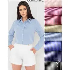 camisa social femenina manga longa listrada risca de giz ELEGANTE
