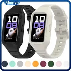 Pulseira+Capinha Case Para Relógio Smartwatch Huawei Band 10 9 8 7/ Samsung Fit 3 Strap Capa De Suave Silicone Esporte