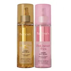 Kit  2  Body Splash Shimmer com Brilho Golden Pink Barbour's 200ml
