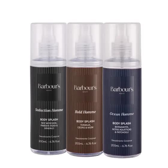 Kit 3 Body Splash Masculino Homme Desodorante Barbours 200ml