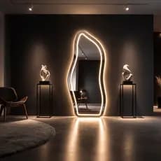 Espelho Form 120x50 Jateado Com Led 3 Tons Corpo Inteiro Provador Luxo