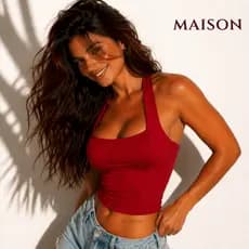 Blusa Feminina Antonella Top Halter Cropped Ajustado Decote Frente Unica Costa Nua Blogueira Verão