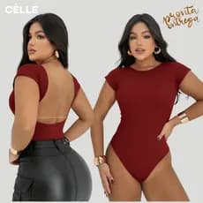 Body Feminino Bailarina Decote Costas Nuas Forro Duplo Frente Aberto Costas P ao Plus Size