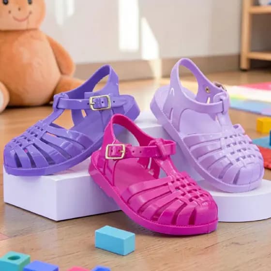 Kit 2 Pares Sandália Molinha Menina Infantil Cristal Varias Cores Sandalinha Confortável Macia