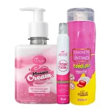 KIT Gel Beijável Hidratante Corpo e Virilha + Sabonete Líquido + Perfume Produto Sensual