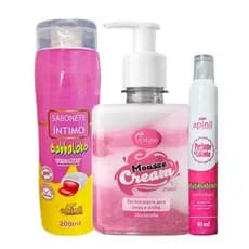 Sabonete Liquido Feminino + Perfume Intimo + Hidratante Creme Corporal e Virilha Beijável SEX SHOP