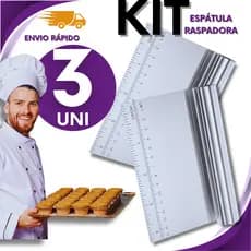 KIT 3 Espátulas De Cozinha Salva Bolo Lisa E Tubular Raspadeira pão massa confeitaria Multifuncional