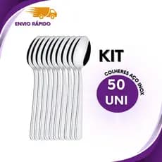 Conjunto 50 Colheres de Aço Inox para Eventos, Bares, Restaurantes e Doméstico - Resistente e Elegante