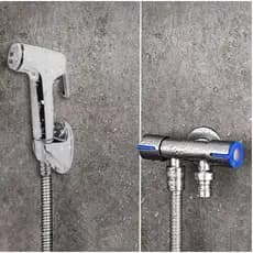 Ducha Higiênica 1.5m Com Registro Duplo Saída De Água Cromado Aço Inox Flexível