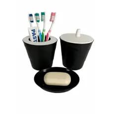 Kit Banheiro Porta Escova Porta Algodão Cotonete Saboneteira