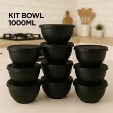 10 Potes Bowls 1 Litro Com Tampa Conjunto 10 Tigelas Redondas Pote Redondo 1000ml Livre BPA