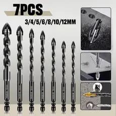 Kit 7 Brocas De Carboneto Triangular Titânio Profissionais 3-12mm Para Fura Tudo