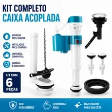 Kit Completo Mecanismo Universal Reparo Caixa Descarga Acoplada Acionamento Superior Banheiro