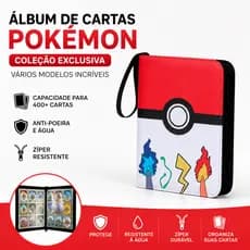 Albúm Pasta Pokemon Charizard Blastoise 400 Cartas 50 Folhas com Zíper Fichário