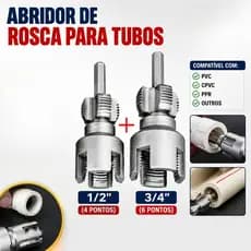 Kit 2 Abridores De Rosca Interna E Externa Para Tubo PVC 1/2" E 3/4" Com Encaixe Para Parafusadeira
