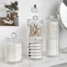 Porta-Algodão e Cotonetes 🧴 Organizador de Maquiagem, Cosméticos e Joias