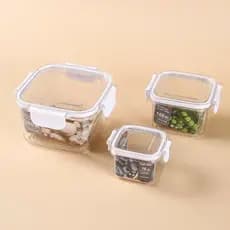 Kit 3 Potes Herméticos Quadrados – Organização e Conservação de Alimentos | Porta Mantimentos