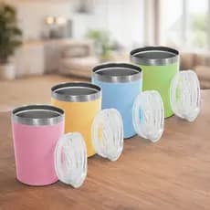 Mini Copo Térmico Inox 260ml com Tampa Portátil Multiuso Resistente