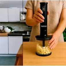 Kit Mixer Processador e Batedor de Alimentos 3 em 1 200W Inox 127V Potente Compacto Cozinha Prática