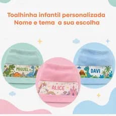 Kit 3 toalhas de boca personalizadas - Com tema e Nome