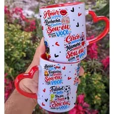 Caneca Personalizada de Porcelana Premium 325Ml Namorados Casal Romantica Sou eu Assim sem Vc