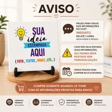 Azulejo Personalizado com sua foto, tema ou logo de cerâmica premium 15x15 cm com suporte Decoração