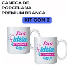 2 Canecas de Porcelana 325ML Personalizada com Foto Sua Arte Tema Logo para aniversários presentes