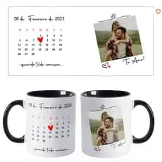 Caneca de Calendário Personalizada com foto e data | dia dos Namorados, Casamento, aniversário
